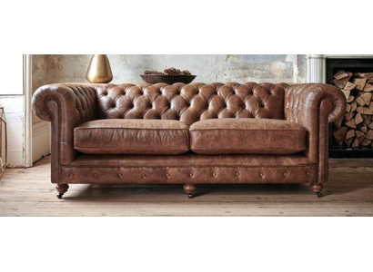 Antik Stil Old Look Leder Sofa 3 Sitzer English Stil Sofas Couch Garnitur Neu