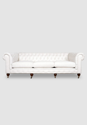 XXL Sofa 4 Sitzer Couch Chesterfield Polster Sitz Garnitur Leder Weiß Textil