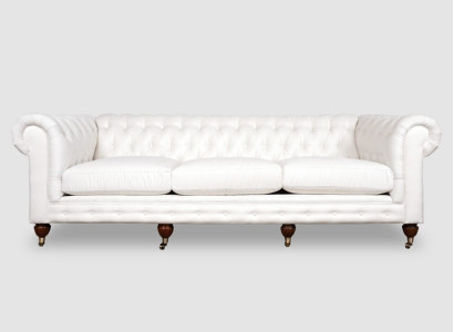 XXL Sofa 4 Sitzer Couch Chesterfield Polster Sitz Garnitur Leder Weiß Textil