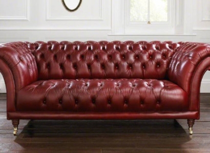 XXL Rot Sofa 3 Sitzer Couch Chesterfield Polster Sitz Garnitur Leder Textil