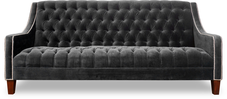 Design grau Sofa 3 Sitzer Chesterfield Stoff Couch Polster Sofas Leder Garnitur
