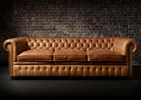 XXL Hellbraun Sofa 3 Sitzer Couch Chesterfield Polster Sitz Garnitur Leder Neu