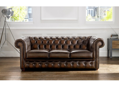 3 Sitzer Couch Polster Chesterfield  Sofa Couchen Sitz Garnitur Neu Antik Braun