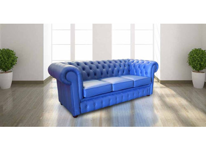 3 Sitzer Blaue Kunstleder Leder Couchen Sofa Polster Couchen Sofas Garnitur Neu
