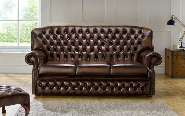 3 Sitzer Couch Polster Chesterfield Sofa Couchen Sitz Garnitur Neu Antik Braun