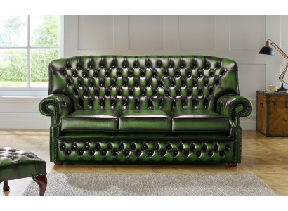 3 Sitzer Antik Grüne Leder Neu Couchen Sofa Polster Sofas Garnitur Chesterfield