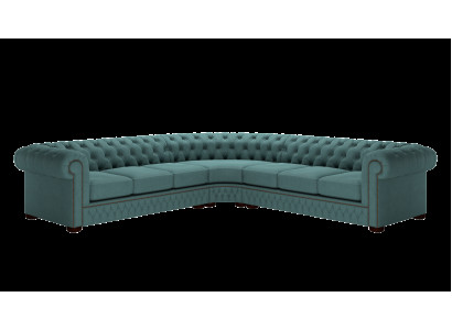 Ecksofa Ledersofa Blau Sofa Polster Eck Couch Garnitur Sitz Design Chesterfield