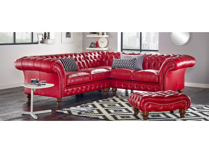 Ecksofa Ledersofa Rot Polster Eck Couch Garnitur Sitz Design Chesterfield