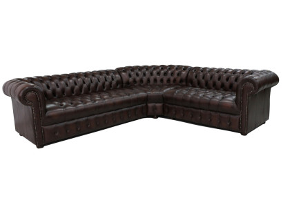 Ecksofa Ledersofa Dunkelbraun Polster Eck Couch New Garnitur Design Chesterfield