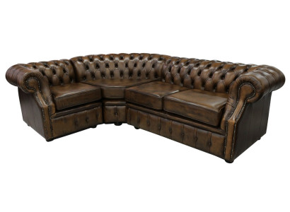 Ecksofa Chesterfield Polster Couchen Sitz Polster Garnituren Antik Braun Ecke