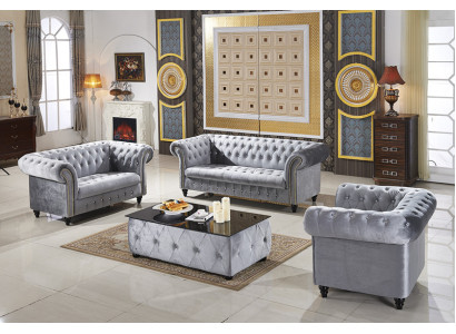 3+2+1 Sofagarnitur Samt Stoff Couchen Polster Garnitur Sofas Couch Designer Neu