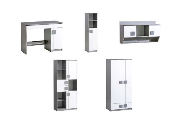 Büro Set Wandregal Schreibtisch Regal Schrank Jugendzimmer Büro Zimmer Neu 5tlg