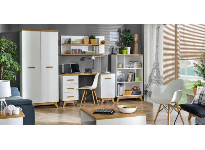 4tlg. Büro Set Garnitur Möbel Schreibtisch Tisch Kommode Schrank Regal Komplett