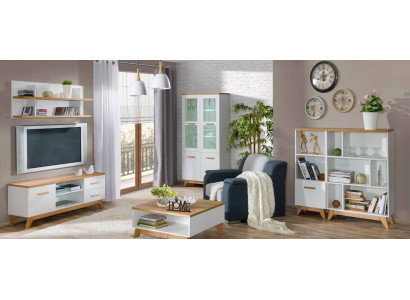 6 Teile Moderne Wohnwand Wohnzimmer Set Vitrine TV-Ständer Regal Beistelltisch