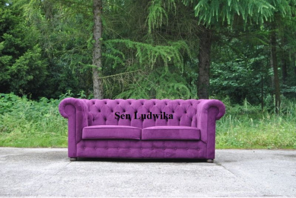 XXL Design Sofa Couch Polster 3 Sitzer Englische Chesterfield Samt Couchen Sofas