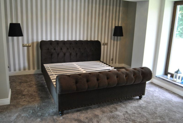 Bett Chesterfield Design Luxus Hotel Betten 180x200cm Schlaf Zimmer Leder Samt