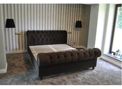 Bett Chesterfield Design Luxus Hotel Betten 180x200cm Schlaf Zimmer Leder Samt