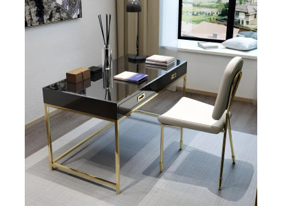 Arbeits Schreib Büro Tisch Luxus Klasse Edelstahl Designer Möbel Glanz Tische