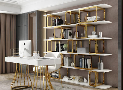 Design Trenn Wand Regal Wohn Zimmer Schränke Edelstahl Regale Bücher Schrank Neu