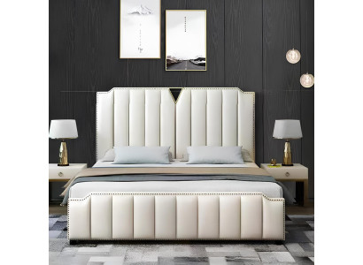 Bett Polster Design Luxus Doppel Hotel Ehe Schlaf Zimmer Leder 180x200cm Betten