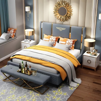 Bett Polster Design Luxus Doppel Hotel Betten Ehe Schlaf Zimmer Leder 180x200cm