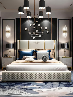 Bett Polster Design Luxus Doppel Hotel Betten Ehe Schlaf Zimmer Leder 180x200cm