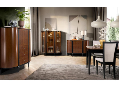 Wohnzimmer Set Holzmöbel Schrank Vitrine Stilvolle Kommode Komplett 3tlg