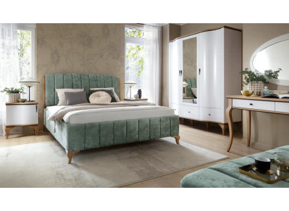 Schlafzimmer Set Bett Doppelbett 2х Nachttische Kleiderschrank Garnitur 4tlg