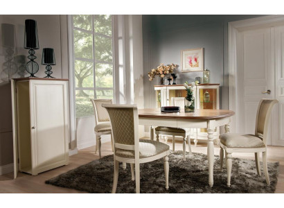 Esszimmer Komplett Esstisch mit 4x Stühle Essgruppe Vitrine Holzmöbel 6tlg