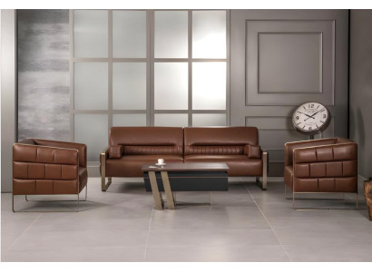 Büro Set Modern Luxus Komplettbüro 3-Sitzer Sofa 2 Sessel Couchtisch Neu