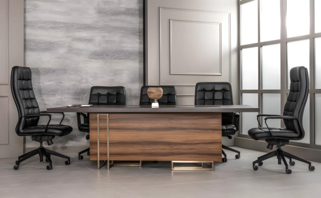 Büro Set 5x Konferenzstühle & Konferenztisch Komplettset Besprechungstisch 6tlg.