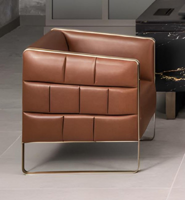 Büro Ohrensessel Sessel Polster Fernseh Modern Braun Büro Couch Leder Sessel Neu
