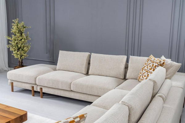 Bequem Beige Ecksofa L-Form Modern Textil Sofa Wohnzimmermöbel Eckgarnitur