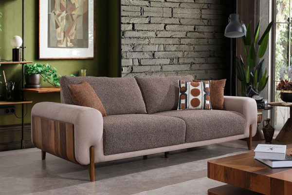Bequem Grau Dreisitzer Sofa Stilvoll Wohnzimmer Textil 3-Sitzer Sofa Neu