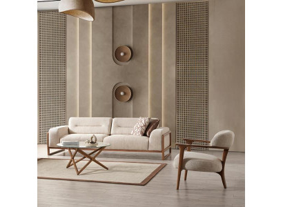 3 Sitzer Sofas Couch Polster Sofagarnitur Sessel Wohnzimmer Design Textil Stoff