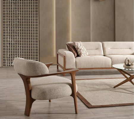 3 Sitzer Sofas Couch Polster Sofagarnitur Sessel Wohnzimmer Design Textil Stoff