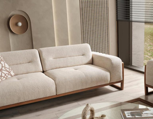 3 Sitzer Sofas Couch Polster Sofagarnitur Sessel Wohnzimmer Design Textil Stoff
