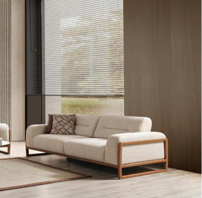 3 Sitzer Sofas Couch Polster Sofagarnitur Sessel Wohnzimmer Design Textil Stoff