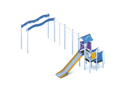 Spielplatz Rutschbahn Klettergerüst Spielbereich Bewegungsfläche Kletterpark