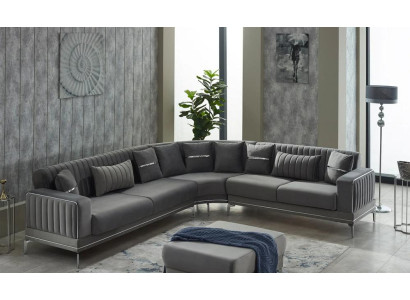 Wohnzimmer Sofa Polstersofa Ecksofa L form Stoffsofa Grau Couch Eckgarnitur