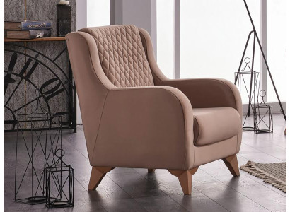 Wohnzimmer Sessel Polstersessel Einsitzer Stoff Sitzer Beige