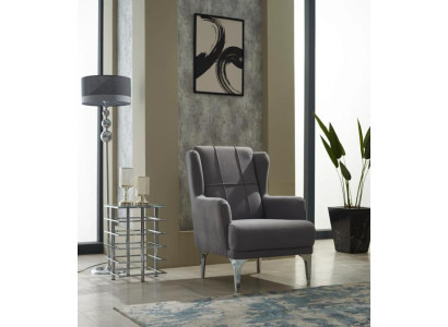 Wohnzimmer Sessel Grau Polstersessel Einsitzer Stoff Sitzer Moderne