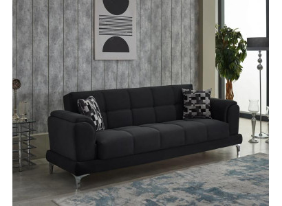 Stoffsofa Dreisitzer Couch 3 Sitzer Sofa Polstersofa Schwarz Couchen