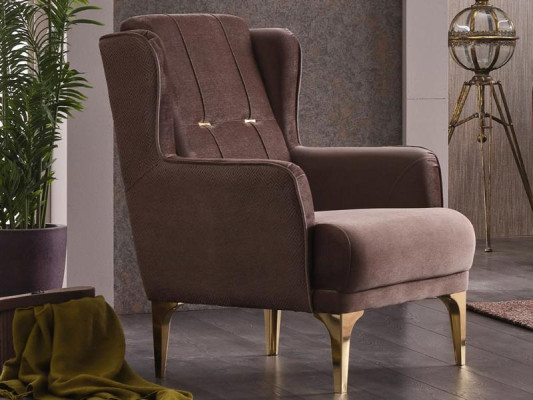 Wohnzimmer Sitzer Sessel Polstersessel Einsitzer Stoff Moderne Braun