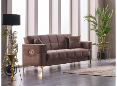 Stoffsofa Polstersofa Couch Dreisitzer 3 Sitzer Braun Sofa Design