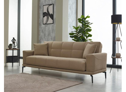 Beige Couch Dreisitzer Polstersofa Design 3 Sitzer Stoffsofa Sofa