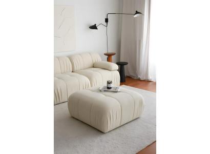 Fußhocker Hocker Puff Ottomane Sitz Stoff Wohnzimmer Sitzhocker Beige