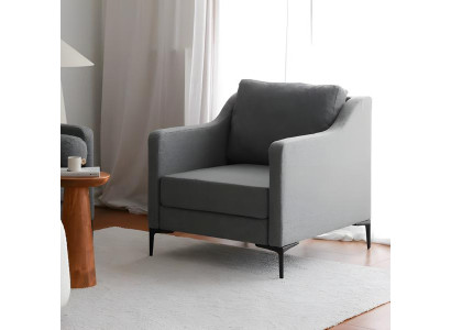 Wohnzimmer Polstersessel Sessel Stoff Grau Einsitzer Sitzer Design