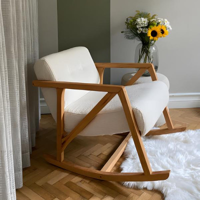 Wohnzimmer Polstersessel Einsitzer Sessel Sitzer Stoff Weiß Design