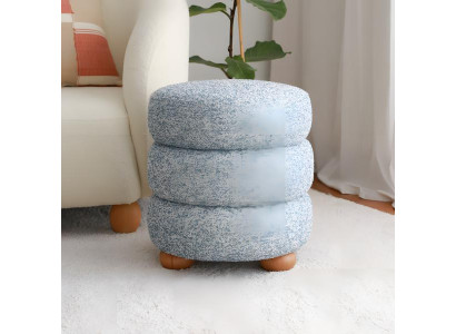 Fußhocker Hocker Puff Grau Ottomane Stoff Wohnzimmer Sitzhocker Sitzer